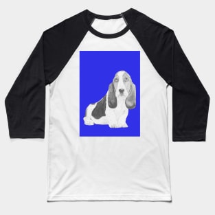 Basset Hound Puppy in Blue Baseball T-Shirt